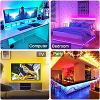 Bande lumineuse LED 5050 RGB 5V USB avec synchronisation musicale, contrôle via application Bluetooth pour la décoration de chambre, mur TV et salon, idéale pour les fêtes