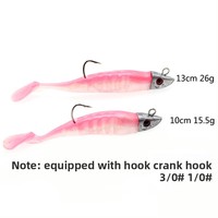 Leurre de jigging en forme de queue de banane avec hameçons pour la pêche au bar, en PVC, tailles 13cm/26g et 10cm/155g, appât souple artificiel