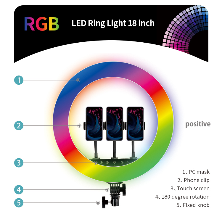 18 inch 3200k-5500k dimmable  ring led lamp Studio Fill  ring lamp selfie make up ring light with tripod