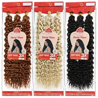 Cheveux synthétiques pour tresses au crochet Ocean Wave 3X Deep Wave 300g - Cheveux ondulés et bouclés pour tresses bohèmes - Fibre haute température