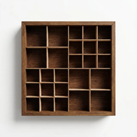 Étagère murale en bois en promotion, vitrine en bois brûlé, boîte de présentation en bois pour objets de collection