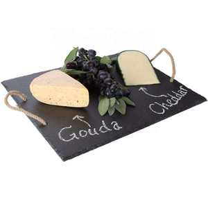 Placa cargadora de piedra personalizada para servir platos de condimentos y bandeja de cristal de piedra de <span class=keywords><strong>pizarra</strong></span> con asa - Product Image 1