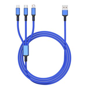 3 In 1 Type <b>C</b> <b>Charging</b> Cable With Braided Nylon 66W Fast Charge For Mobile Phone Power Bank 1m Length Red Color - Product Image 4