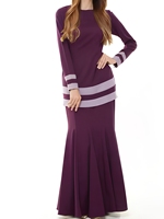 Tenue musulmane pour femmes Baju Kurung de Malaisie, tunique à rayures colorées et jupe longue sirène, sur mesure, ODM, OEM, vente en gros