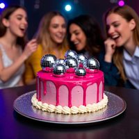 23 décorations de gâteau en forme de boule disco argentée, pics à cupcakes Joyeux Anniversaire, thème disco années 70, pour fête d'anniversaire