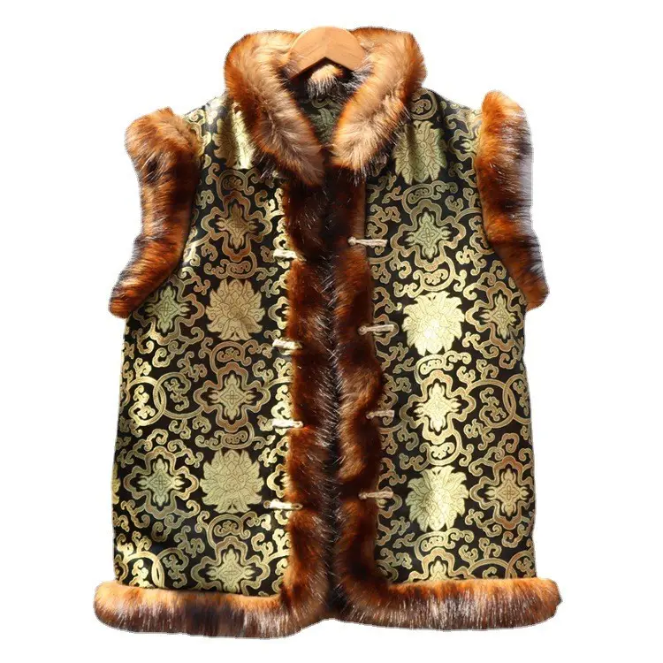 Plus Size Autumn and winter new men's fur vest leisure fox hair short Chinese wind retro clothing oversized