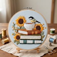 Kit de broderie personnalisé avec logo du fabricant, série Oiseaux d'hiver, guide de broderie en anglais, vente en gros