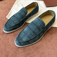 Mocassins montants pour hommes en cuir gaufré crocodile, à enfiler, semelle souple, style Old Money décontracté, chaussures de luxe italiennes originales
