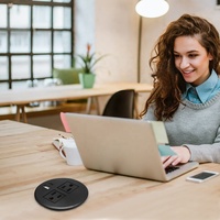 Hub de datos y energía de escritorio empotrable de 80 mm, toma de corriente redonda para muebles, sofá, mesa, con cargador USB A+C