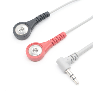 Prise mâle audio personnalisée à 90 degrés 3 pôles 3.5mm vers 2 fils Câble ECG médical à pression femelle 4.0mm - Product Image 1