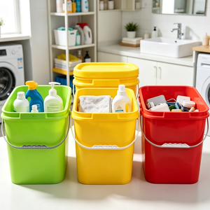 Seau carré en plastique avec couvercle, plusieurs tailles disponibles, pour usage domestique, jardin et stockage industriel - Product Image 1