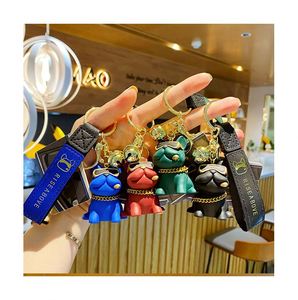 NOUVEAU Porte-clés 3D en PVC, motif Bouledogue Français de dessin animé mignon, Pendentif de sac, Porte-clés en résine, Porte-clés de combat, Porte-clés de voiture, Porte-clés Anime - Product Image 1