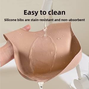 Bavoir d'alimentation pour bébé en silicone ultra doux et imperméable, <span class=keywords><strong>poche</strong></span> ouverte 3D, facile à nettoyer sans lavage, taille ajustable grande taille pour les tout-petits - Product Image 4