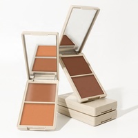 Palette pressée de contour en poudre de crème pour le visage et le corps à deux textures OEM Palette de bronzants de marque privée de longue durée