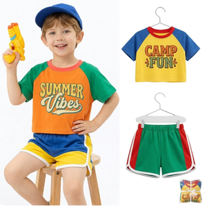 Lote de Ropa de Verano para Niños Pequeños, Diseños Variados, Ropa Casual para Niños y Niñas, Camisetas de Cuello Redondo y Manga Corta de Algodón, Conjunto de Pantalones Cortos de 2 Piezas, 3-6 Años - Product Image 1