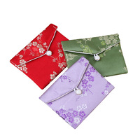 Recyclable Petit Satin Soie Brocart Broderie Bijoux Pochette Sac Style Chinois avec Bouton pour Écologique Emballage Cadeau