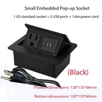 Prise de bureau encastrée Soft Pop, norme EU Schuko, 3 ports, 250V 16A, noire et argentée, pour table de conférence, personnalisable OEM