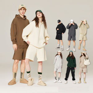 Tissu en polaire tricoté uni personnalisé pour l'hiver avec impression numérique pour sweat-shirt à capuche et ensemble short assorti pour homme - Product Image 1