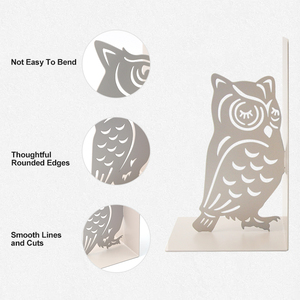 Custom Wholesale Decorative Iron Metal Non-skid Owl <b>Book</b> Ends for Shelves Home Office <b>School</b> - Product Image 4