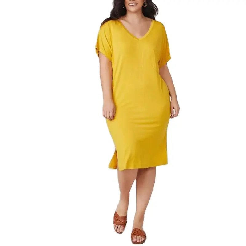 महिलाओं के लिए प्लस साइज कैजुअल ड्रेस कॉटन बुना हुआ कपड़ा टी-शर्ट ड्रेस पफ स्लीव वाली छोटी स्लीव वाली नाइटशर्ट महिलाओं के लिए
