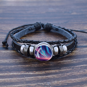 Nouveau <span class=keywords><strong>Bracelet</strong></span> aurores boréales polaire aurore boréale verre dôme cuir tissage Bracelets pour femmes hommes bracelets astronomiques bijoux - Product Image 2