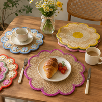 Sets de table en corde de coton tressée à la main, 38 cm, bord festonné, résistants à la chaleur, antidérapants, écologiques