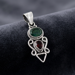 Art Palace Indian Touch Colgante de Plata con Apatita y Granate y Dijes - Product Image 1