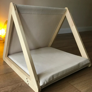 מקורה חיות מחמד ריהוט מודרני אוהל רך משולש עץ יוקרה כלב חתול מיטת בית - Product Image 4