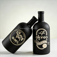 Bouteille en verre vide pour huile d'olive extra vierge biologique, noire mate personnalisée, avec bec verseur et bouchon en liège, 375 ml, 500 ml, bouteille ronde pour huile d'olive