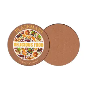 Custom Your Logo Wood Placemats Cork Wooden Coaster Kitchen Accessories with Full Color Printing Placemat for Plates