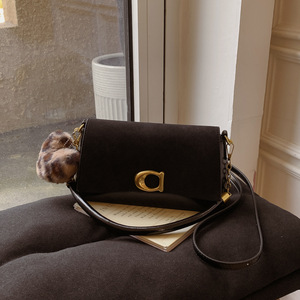 Sandpaper <b>leather</b> chain <b>bag</b>, small square <b>bag</b>, underarm <b>bag</b>, women's new style, <b>soft</b> <b>leather</b>, casual, versatile <b>bag</b> - Product Image 1