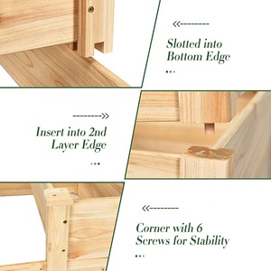 Jardinera Elevada de Madera de Abeto para Exteriores, Patio, Hogar, Clásica, para Todas las Estaciones, con Base Resistente al Agua, 3 Niveles, Macetas Elevadas para Flores - Product Image 5