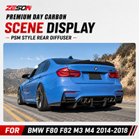 Lip Diffuser Bumper Belakang Gaya PSM Serat Karbon Kering untuk BMW M3 F80 M4 F82 F83 Competition 2014-2018 5 Buah