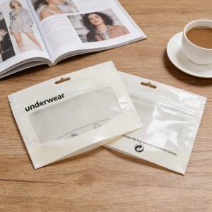 <span class=keywords><strong>Sac</strong></span> en plastique laminé composite anti-poussière, anti-humidité et anti-friction avec fenêtre transparente, fermeture éclair, emballage pour sous-vêtements - Product Image 1