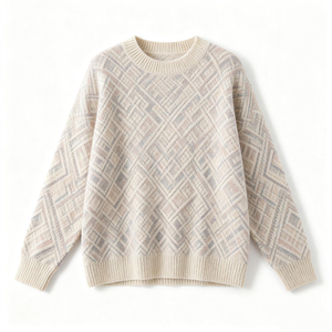 Suéter de Punto Trenzado con Cuello Redondo para Mujer, Diseño Personalizado OEM ODM, 100% Mezcla de Lana, Jersey de Invierno con Servicio de Etiqueta Privada - Product Image 3