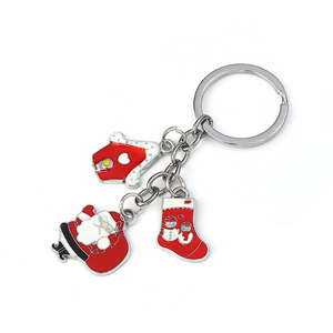 Santa Claus de Navidad de plata Color Multicolor árbol de copo de nieve de esmalte llavero - Product Image 6