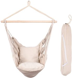 <span class=keywords><strong>Hamaca</strong></span> colgante de cuerda Natural de 350 libras de capacidad, asiento de columpio con <span class=keywords><strong>dos</strong></span> cojines de asiento y bolsa de transporte - Product Image 1