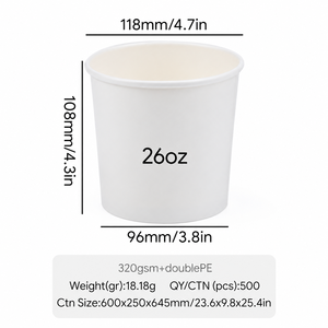Contenedores de Cartón Blanco Biodegradables Desechables para Alimentos, Recubiertos de Papel, Modernos, para Ensaladas y Sopas, con Tapas y Logotipo Personalizable, Venta al Por Mayor - Product Image 2