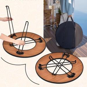 Table de barbecue pliable sans fumée, portable, ronde, pour usage extérieur, avec revêtement émaillé, pour cour et maison - Product Image 2