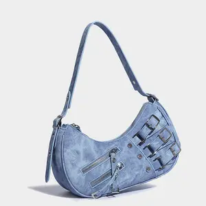 卸売カスタムロゴ新しいスタイルのレディースボルソ財布とハンドバッグレディースパンクPuショルダーバッグ