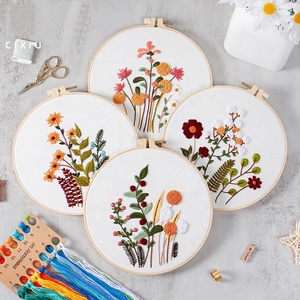 XIXI Stamped Starter Classic DIY <b>Embroidery</b> <b>Kit</b> with Cotton and Flower Design for Women Handmade Creative Gift - Product Image 1