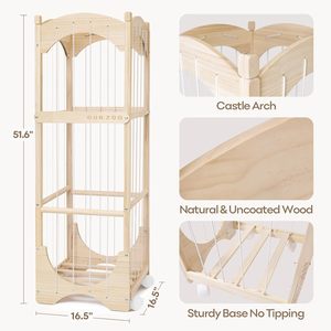 Organizzatore Moderno in Legno per Peluche con Ruote a 360° per Grandi Orsacchiotti e Peluche - Gabbia Zoo per Cameretta Bambini - Product Image 3