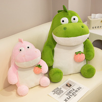 Peluche Dinosaure Assis Adorable, Jouet en Peluche Doux, Poupée Dinosaure avec Fraise, Peluches Animaux Mignons pour Enfants, Décoration Canapé et Chambre