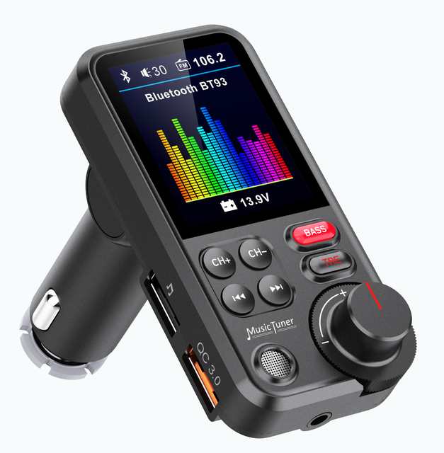 2026 Hot Car Wireless Bt FM Transmitter Receiver Radio Adapter Treble Bass Sound Mp3 Player QC3.0 USB Quick Charger Car Adapter