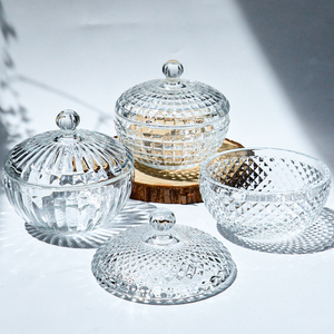 Luxuriöser Transparenter Runder Glas-Kristall Schmuckaufbewahrungsbehälter Lebensmittel-Aufbewahrungsbehälter Gewürz- und Obstglas Bonboniere Kerzenhalter - Product Image 3