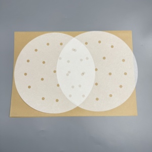 Papier de cuisson pour friteuse à air, sans agent fluorescent, papier silicone de qualité alimentaire, perforé et non perforé, pour la fabrication de petits pains et de raviolis - Product Image 1