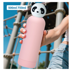 Cao su mềm cảm ứng chai số lượng lớn mua giá thép không gỉ 304 cách nhiệt chân không Flask tùy chỉnh in ấn chai nước với nắp động vật - Product Image 5