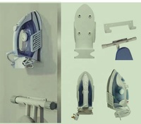 Organisateur de repassage mural pour chambre d'hôtel, en métal, noir, durable, multifonctionnel, revêtement en poudre, non pliable, support à un niveau