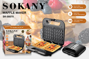 Electrodomésticos de cocina Electrica de 750W, planchas para gofres, placas antiadherentes, tostadora De Pan <span class=keywords><strong>Sandwichera</strong></span>, plancha para gofres Doble - Product Image 4