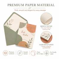 Ensemble de cartes à notes esthétiques minimalistes, cartes de vœux botaniques abstraites avec enveloppes, papeterie personnalisée en gros